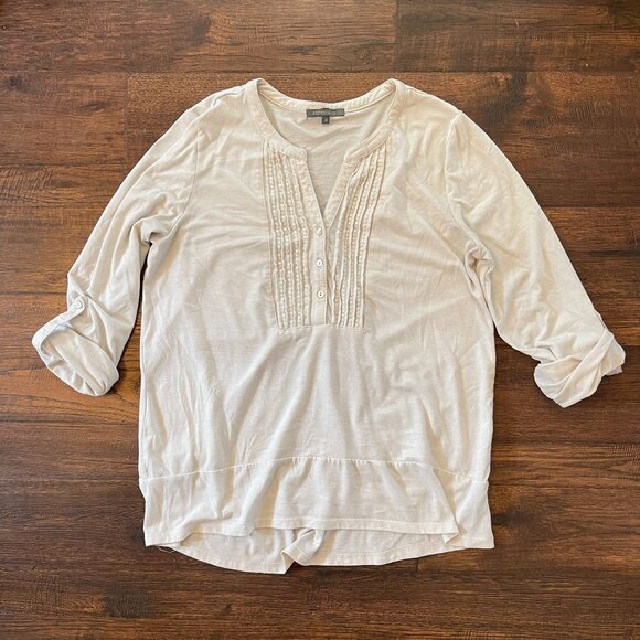 Retro-ology Long Sleeve Split V-Neck Top - Picture 2 of 5